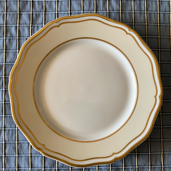 POLKA GOLD IVORY PLATE A. Raynaud Limoges France